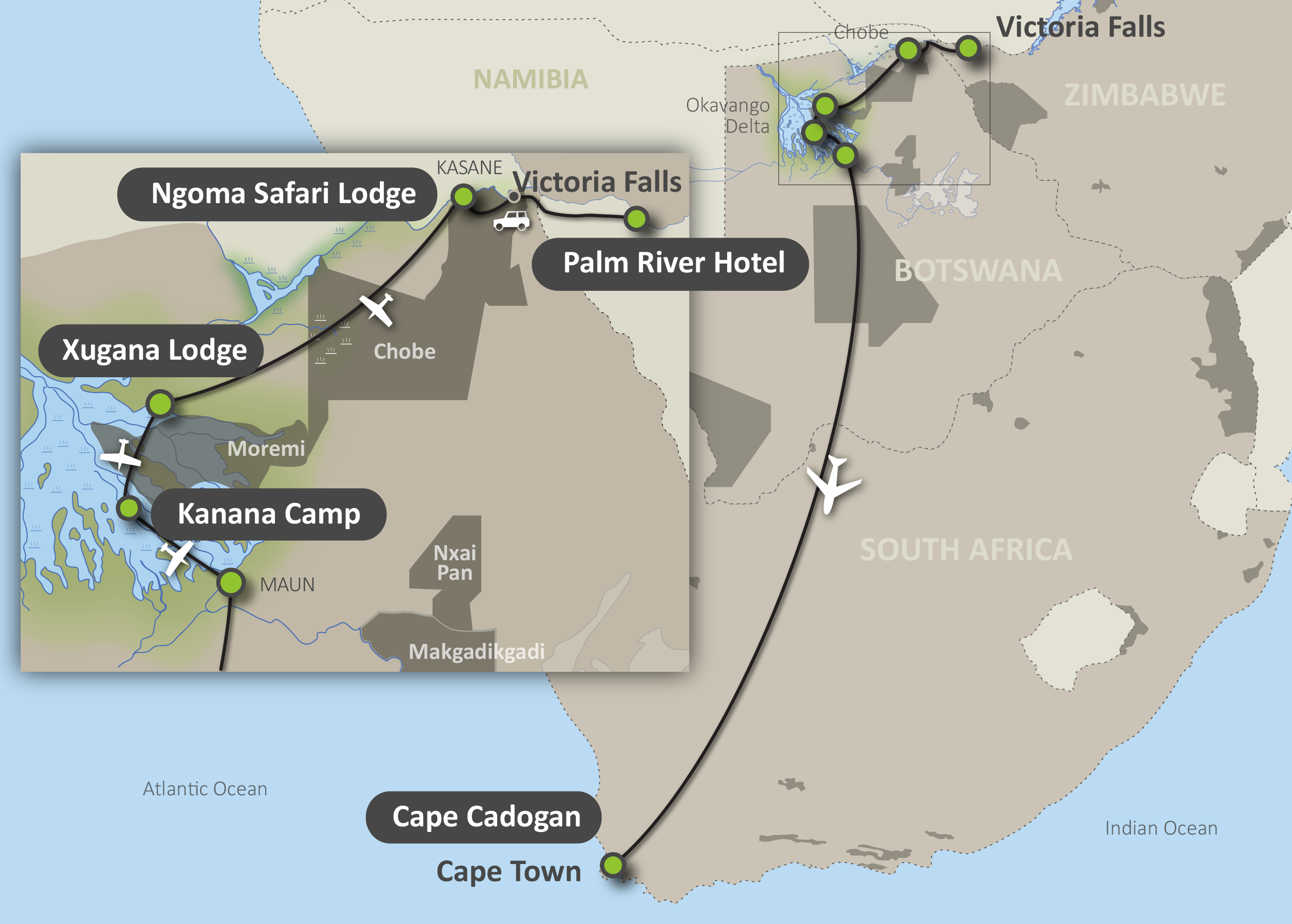 Map of the Classic Selection Safari