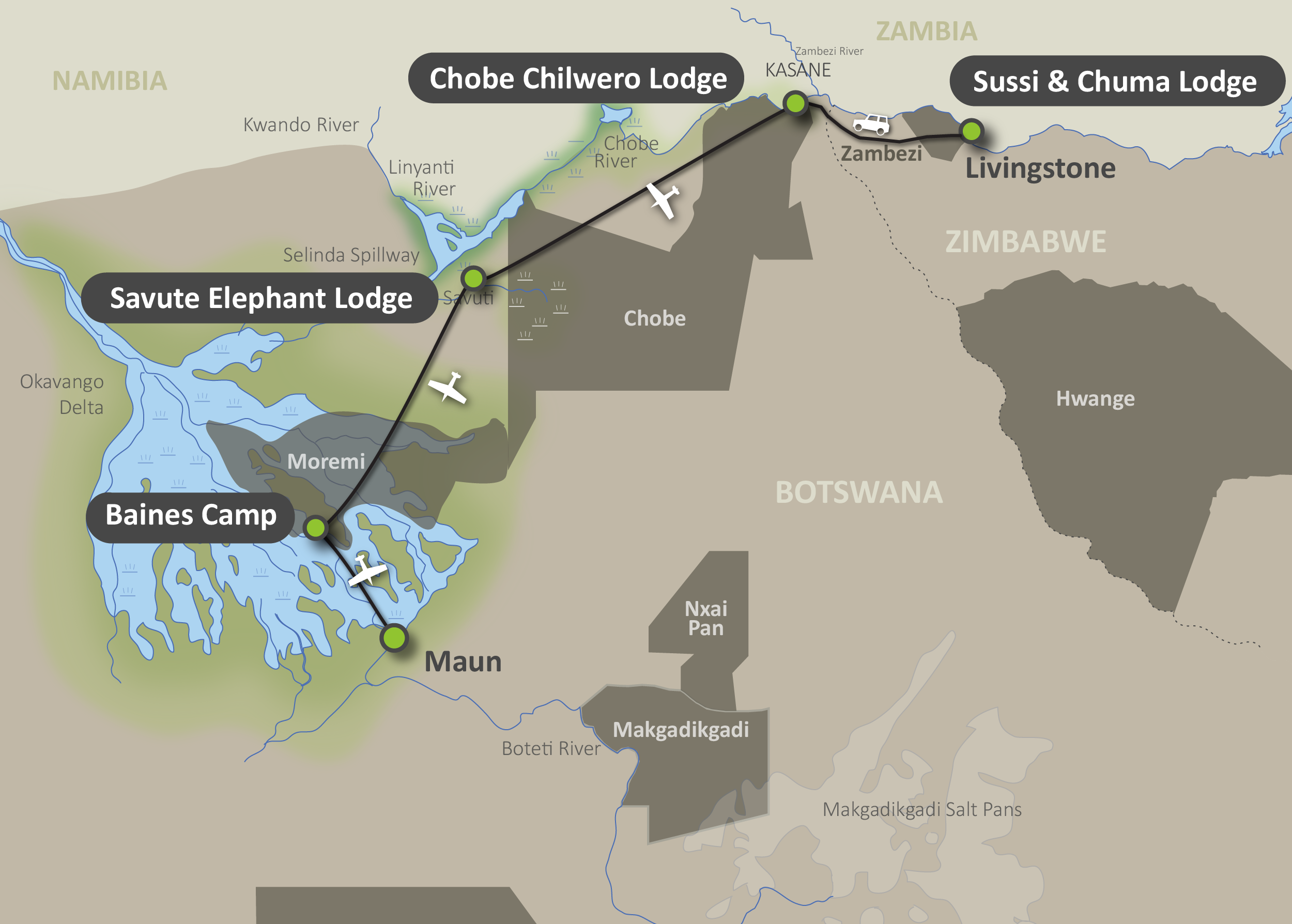Map of the Safari Sanctuary Safari